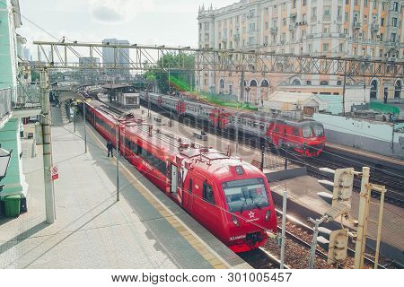 Moscow/russia - May,12, 2019: View Of Belorussky Railway Station In Moscow, Russia.