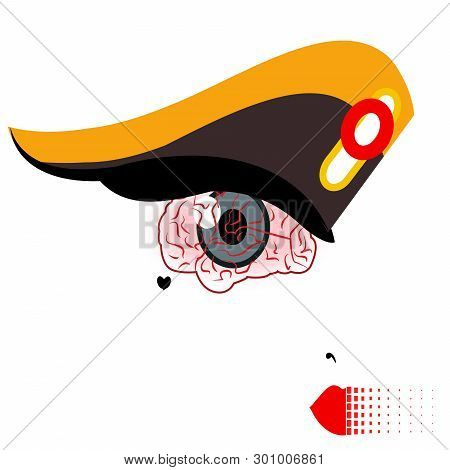 Illustration Of An Eye In Form Of A Brain With Red Lips