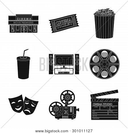 Vector Illustration Of Session And Viewing Logo. Set Of Session And Theater Stock Vector Illustratio
