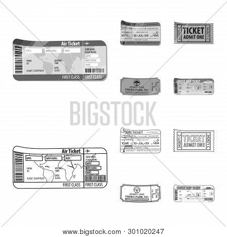 Vector Illustration Of Ticket And Admission Sign. Set Of Ticket And Event Vector Icon For Stock.