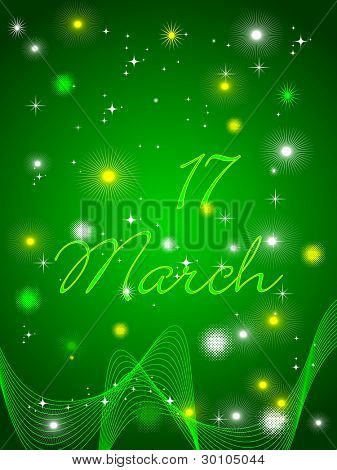 Vektor illustration af grønne kløvere på skinnende wave baggrund for St. Patrick's Day.