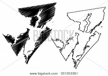 Aransas County, Texas (counties In Texas, United States Of America,usa, U.s., Us) Map Vector Illustr
