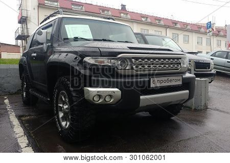 Moscow, Russia - May 07, 2019: A Black Suv Toyota Fj Cruiser Parked On The Street.