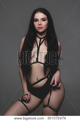 Sexy Lingerie. Female In Sexy Bikini. Bondage And Bdsm Concept. Confident Lover. Seductive Temptress