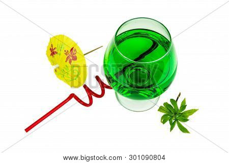 Concept Of Marijuana Cocktail, Drink Containing Thc Or Cbd