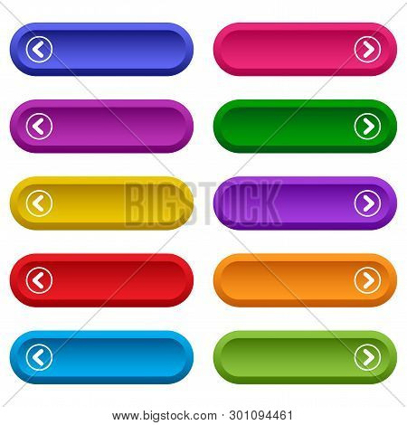 Set Of Web Buttons With Arrows, Colorful Long Round Buttons. Vector Illustration