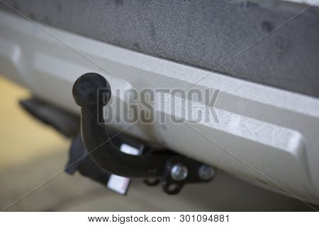Towbar On The Car. Installation Of The Trailer Device On The Car.