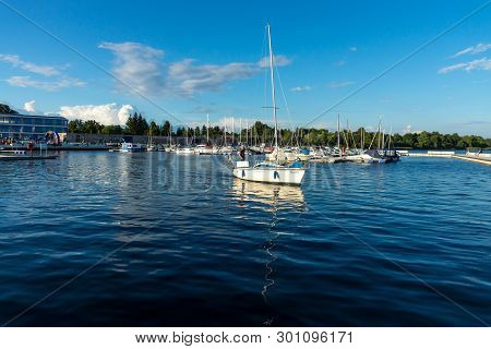 Senftenberg (brandenburg), Germany - July 07, 2014: The Sailing Harbour At The Lake Of Senftenberg.