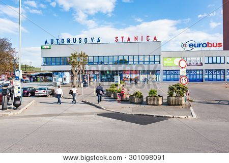 Kosice, Slovakia – May 1 2019: Area In Front Of Main Bus Station (autobusova Stanica) In Kosice (slo
