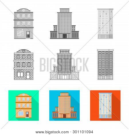 Vector Design Of Municipal And Center Icon. Set Of Municipal And Estate   Stock Vector Illustration.