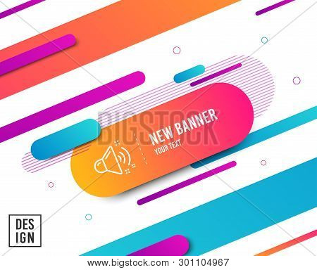 Loud Sound Line Icon. Music Sound Sign. Musical Device Symbol. Diagonal Abstract Banner. Linear Loud