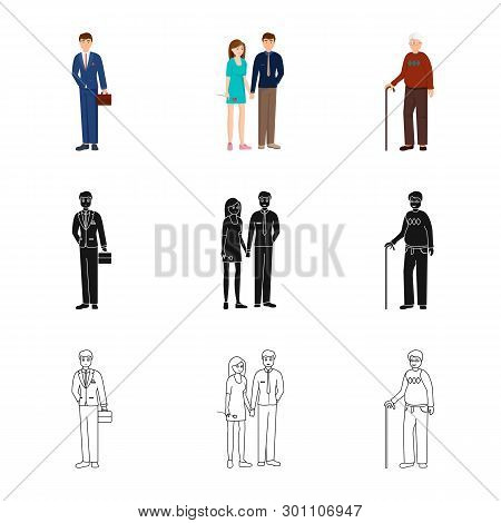 Vector Illustration Of Character And Avatar  Sign. Set Of Character And Portrait Vector Icon For Sto