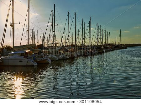Yachts On The Mediterranean Sea, Sea Sunset Israel July 2018