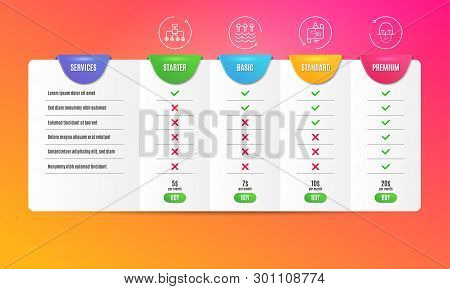 Restructuring, Evaporation And Journey Path Icons Simple Set. Comparison Table. Face Recognition Sig