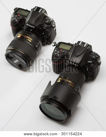 Saint-petersburg, Russia - April 27, 2018: Nikon D850 And Nikon D800e Slr Cameras.