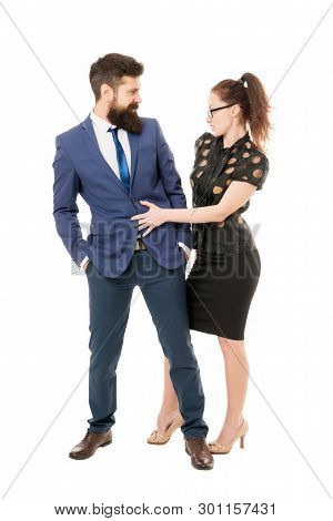 Flirting With Boss. Man And Woman Business Colleagues. Office Flirt. Career Company. Office Couple. 