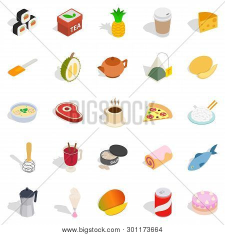 Mastery Of Cooking Icons Set. Isometric Set Of 25 Mastery Of Cooking Icons For Web Isolated On White