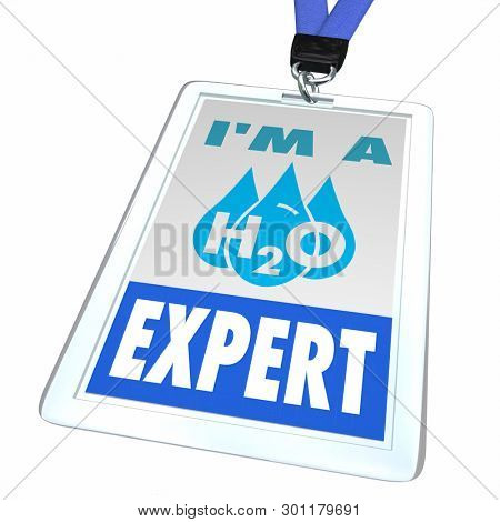 Water H20 Drinkable Clean Resource Expert Staff Badge 3d Illustration