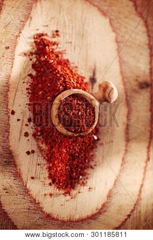 Marash Chili  flakes. These unique dried chilies sun-dried, stemmed, seeded, crushed and cured with sunflower oil