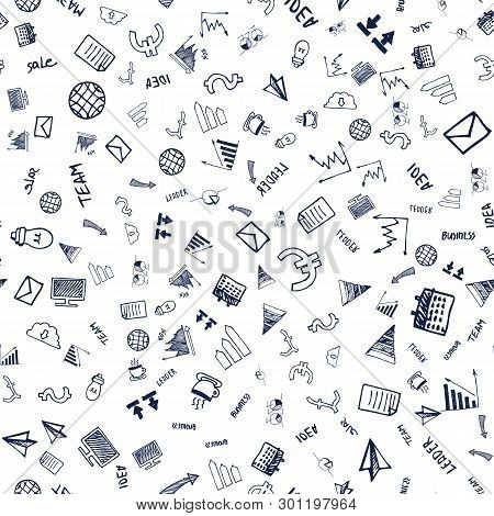 Wrapping Decorated By Seamless Objects, Dollar And Euro, Growing Chart And Diagram, Pc And Paper, Id