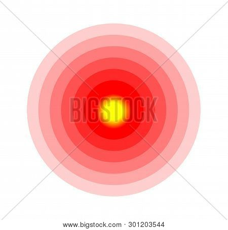 Pain Circle Red Icon For Medical Painkiller Drug Medicine. Vector Red Circles Target Spot Symbol For