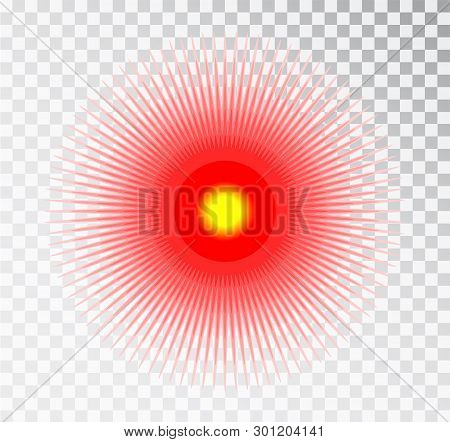 Pain Circle Red Icon For Medical Painkiller Drug Medicine. Vector Red Circles Target Spot Symbol For