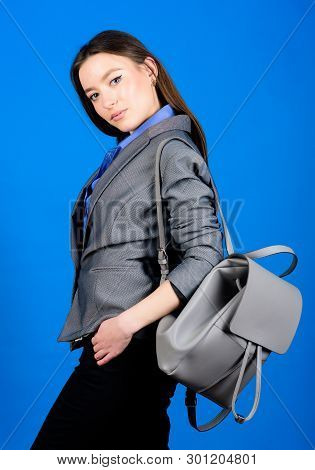 Female Bag Fashion. Girl Student In Formal Clothes. Student Life. Smart Beauty. Nerd. Business. Shoo