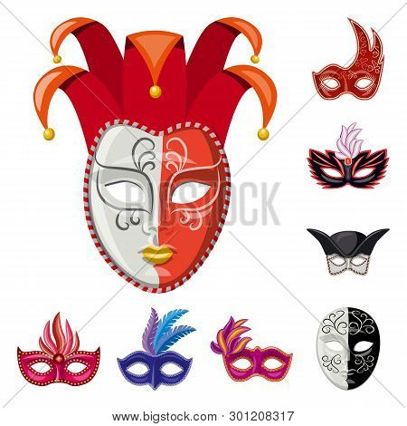 Vector Illustration Of Carnival And Theatrical Logo. Set Of Carnival And Mystery Stock Vector Illust