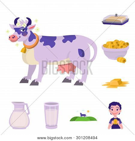 Vector Illustration Of Food And Dairy Icon. Collection Of Food And Cholesterol Stock Vector Illustra