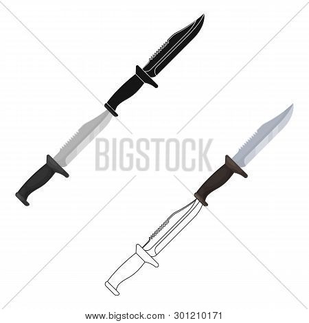 Military Knife. Knife For Murder. Weapons Of Criminals.prison Single Icon In Cartoon, Black Style Ve