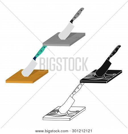 Board And Cleaver For Food Processing. Food And Cooking Single Icon In Cartoon, Black Style Vector S