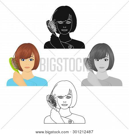 Hair, Single Icon In Cartoon, Black Style.hair, Vector Symbol Stock Illustration Web.