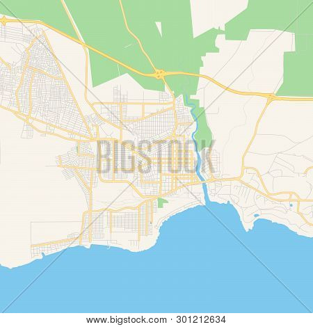 Empty Vector Map Of La Romana, La Romana, Dominican Republic, Printable Road Map Created In Classic 