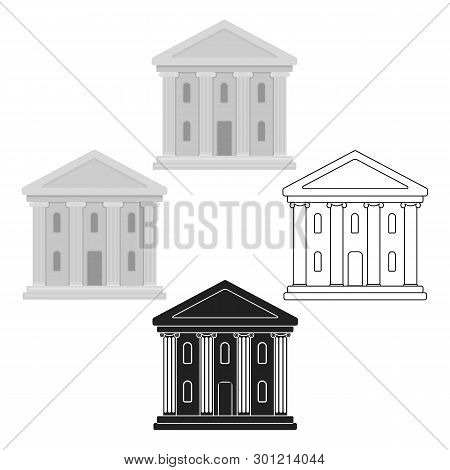 Theatre Building Icon In Cartoon, Black Style Isolated On White Background. Theater Symbol Stock Vec