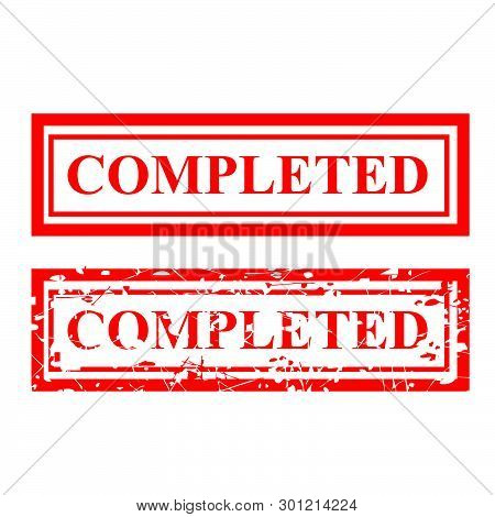 Vector 2 Style Rubber Stamp, Completed, Isolated On White.
