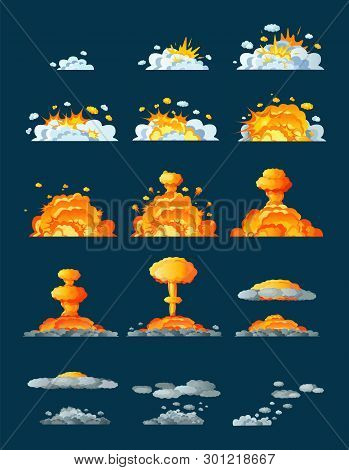 Frame Animation With Effect Of Burning, Explosion, Divided Into Frames.