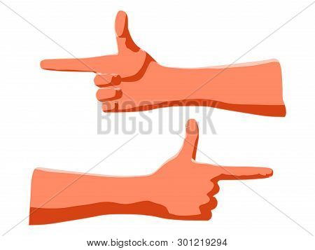 Gesture By Index Finger And Thumb For Communication To Show Direction Or As Pointer Symbol For Atten