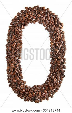 Number 0 From Coffee Beans Isolated On White Background