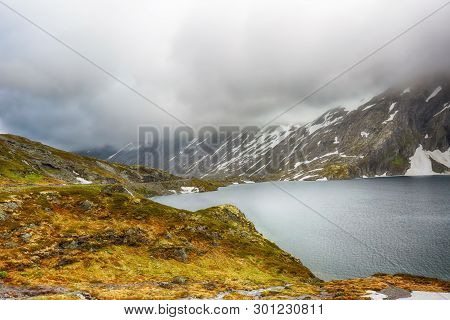 The Norwegian Lake Djupvatnet Lies 1016 M Above Sea Level, Located Near Unesco-protected Geiranger F