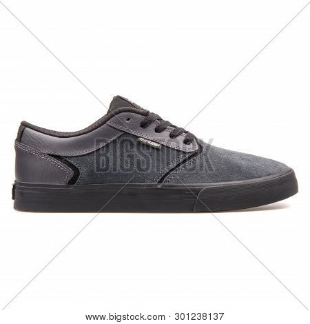 Vienna, Austria - August 10, 2017: Supra Shredder Black Sneaker On White Background.