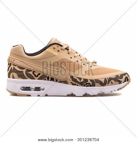 Vienna, Austria - August 10, 2017: Nike Air Max Bw Ultra Lotc Qs Beige And Black Sneaker On White Ba