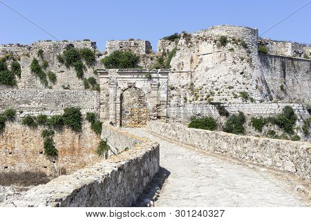 A View Of The Ancient, Venetian, Seaside Fortress On A Sunny Day (greece, Peloponnese, City Methoni)