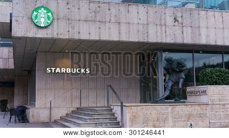 Budapest Hungary 03 15 2019 A Starbucks Cafe In Budapest.starbucks Was Founded In Seattle, Washingto