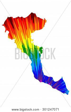 Corfu - Map Is Designed Rainbow Abstract Colorful Pattern, Kerkyra Island Map Made Of Color Explosio