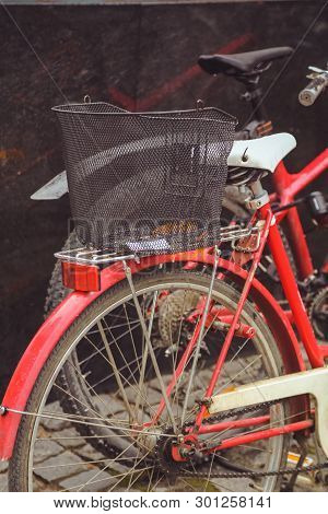 Bicycle Parking In The Finnish City Of Jyvaskyla. Many Bicycles Of Different Colors