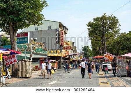 Tainan, Taiwan - April 13, 2019 :  Anping Old Street ( Yanping Street ). A Historic Street In Anping