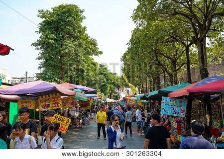 Tainan, Taiwan - April 13, 2019 :  Anping Old Street ( Yanping Street ). A Historic Street In Anping