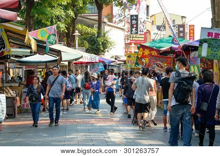 Tainan, Taiwan - April 13, 2019 :  Anping Old Street ( Yanping Street ). A Historic Street In Anping