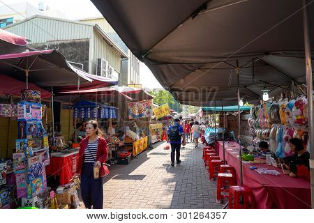 Tainan, Taiwan - April 13, 2019 :  Anping Old Street ( Yanping Street ). A Historic Street In Anping