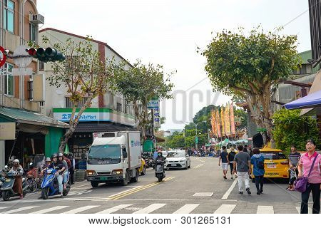 Tainan, Taiwan - April 13, 2019 :  Anping Old Street ( Yanping Street ). A Historic Street In Anping